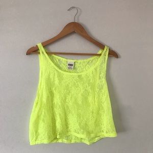 VS Pink neon yellow tank size S